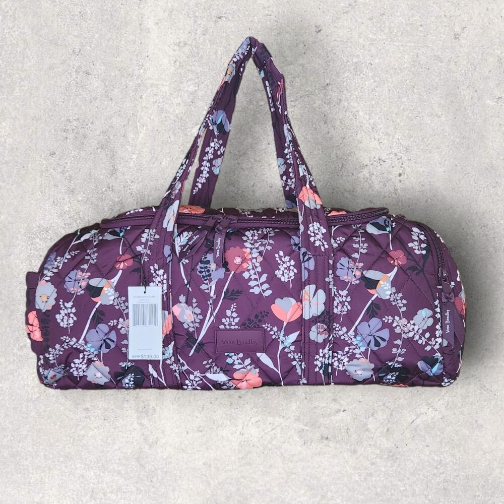 Vera Bradley Ultralight Active Duffel Bag - Purple Pressed Flowers - NWT